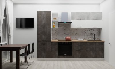 Кухонный гарнитур «Лофт» (Ателье светлое/Soft White/Ателье темное)