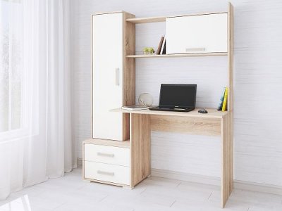 Компьютерный стол «Квартет-9» (Дуб сонома/Белый)