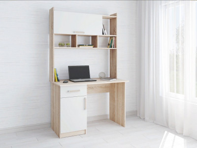 Компьютерный стол «Квартет-10» (Дуб сонома/Белый)