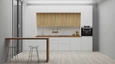 Кухонный гарнитур «Лофт» (Дуб Крафт Золотой/Soft White)