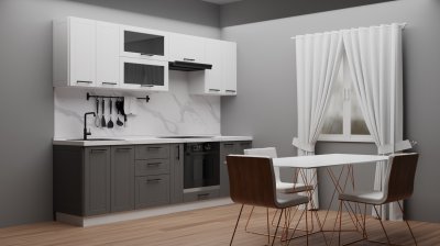 Кухонный гарнитур «Вектор» (Soft White/Soft Dark Grey)