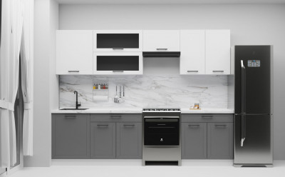 Кухонный гарнитур «Вектор» (Soft White/Soft Dark Grey)