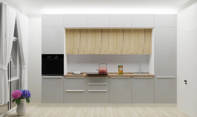 Кухонный гарнитур «Лофт» (Дуб крафт золотой/Soft Light Grey)