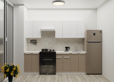 Кухонный гарнитур «Стайл» Белый бриллиант/Макиато