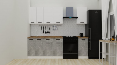 Кухонный гарнитур «Лофт» (Ателье светлое/Soft White)