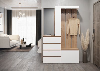 ХЕЛЕН ПР-01 Прихожая БЕЛЫЙ/ДУБ КРАФТ ЗОЛОТО