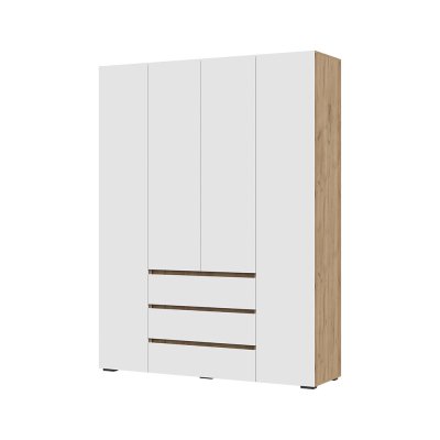 ХЕЛЕН ШК 05 Шкаф четырехстворчатый с ящиками БЕЛЫЙ/ДУБ КРАФТ ЗОЛОТО