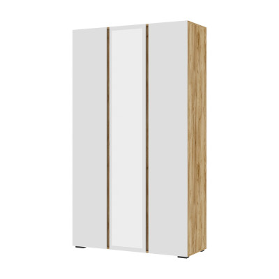 ХЕЛЕН ШК 02 Шкаф 3х створчатый с зеркалом БЕЛЫЙ/ДУБ КРАФТ ЗОЛОТО