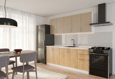 Кухня Стайл 2м Матовый Вижен/Дуб Крафт золотой, ст. Гранит белый)