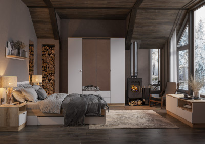 Спальня ЮККИ 3 Дуб Делано/Белый шагрень