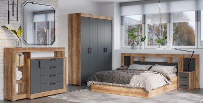 Спальня Прима графит/дуб каньон композиция 1