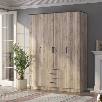 Титан шкаф 4-х створчатый дуб смоки