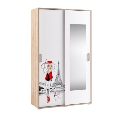 Шкаф-купе Бланка дуб сонома/белый с фотопечатью