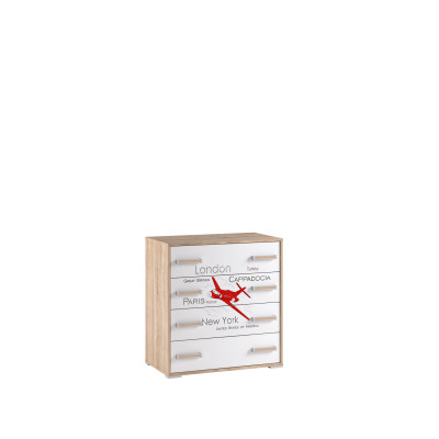 Комод  Бланка  дуб сонома/белый с фотопечатью