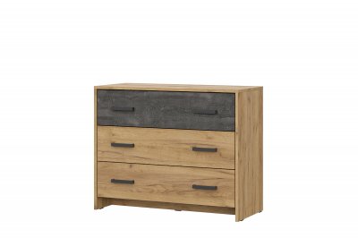 МСП 1 Комод 3 ящика Серия 2 Дуб Золотой/Камень темный