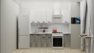 Кухонный гарнитур «Лофт» №2  (Ателье светлое/Soft White)