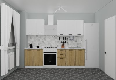 Кухонный гарнитур «Лофт» (Soft White/Дуб Крафт Золотой)