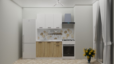 Кухонный гарнитур «Лофт» №2 (Soft White/Дуб Крафт Золотой)