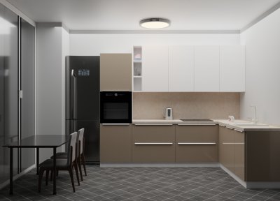 Кухонный гарнитур «Стайл №2» Белый бриллиант/Макиато