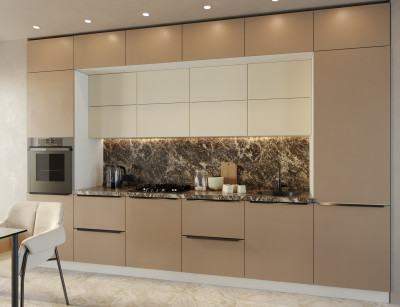 Кухонный гарнитур «Стайл» (Матовый крем/Матовый вижен)