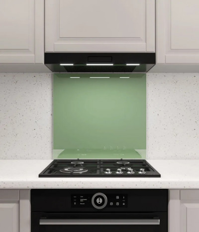 Стеклянный кухонный экран. RAL 6021 (светло-зеленый) 600*500
