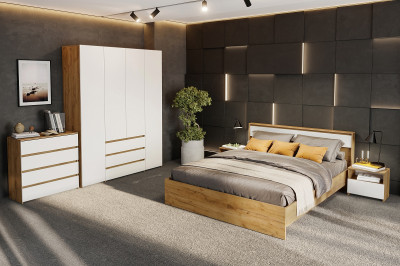 Спальня Некст 1 Дуб Золотой/Белый