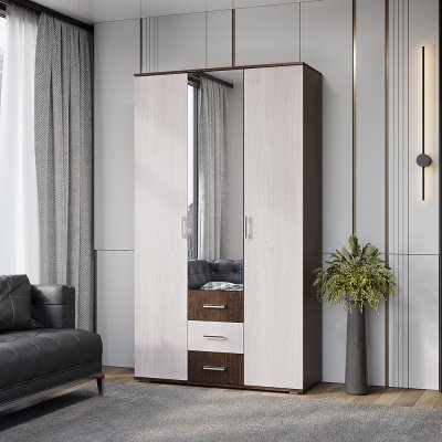 Шкаф 3-х створчатый «Белла» (венге/ясень белый)