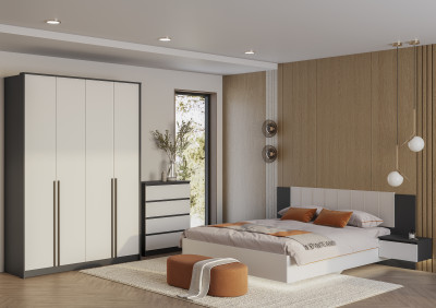 Модульная спальня Шарм композиция 2 графит/белый