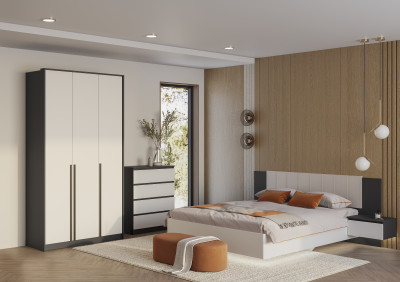 Модульная спальня Шарм композиция 3 графит/белый