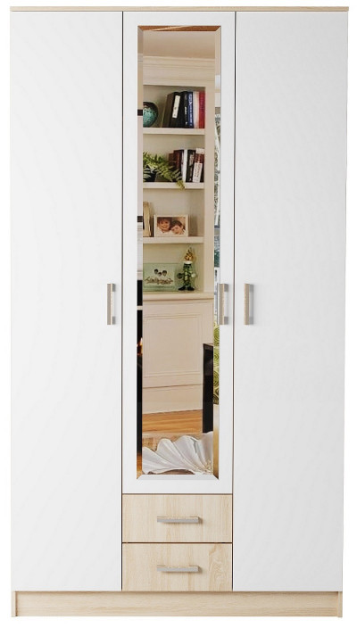 Шкаф «ТРИО» Беатрис Сонома/Белый глянец