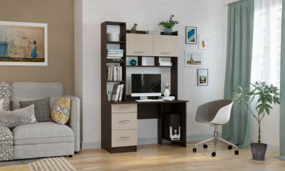 Письменно-компьютерный стол «ПКС-5» Дуб Венге цаво/Дуб Белфорт