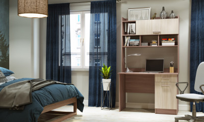 Письменно-компьютерный стол «ПКС-2» Ясень Шимо тёмный - Ясень Шимо светлый