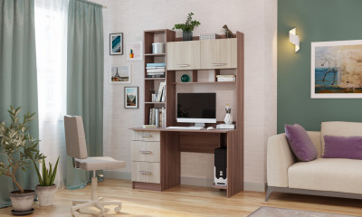 Письменно-компьютерный стол «ПКС-5» Ясень Шимо тёмный/Ясень Шимо светлый