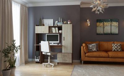 Письменно-компьютерный стол «ПКС-7» Ясень Шимо тёмный/Ясень Шимо светлый