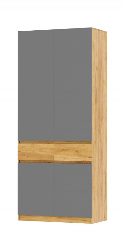 Шкаф 2-х ств. с ящиками Бостон Крафт золотой-Антрацит