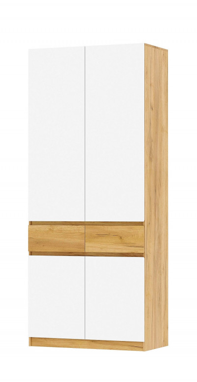 Шкаф 2-х ств. с ящиками Бостон Крафт золотой-Белый Бриллиант