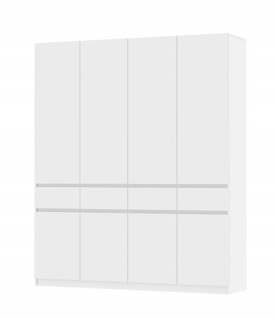 Шкаф 4-х ств. с ящиками Бостон Белый-Белый Бриллиант