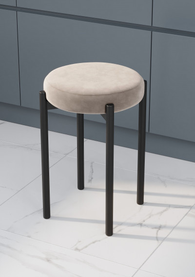 Табурет ПАОЛО F08 Бежевый/Черная опора (комплект 2 шт)