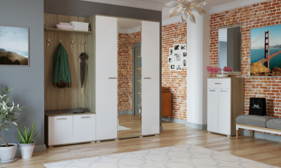 «Прихожая ИТАЛИЯ» Композиция №2 Дуб Сонома - Белый глянец